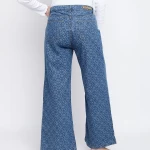 Women's Blue Printed Wide Leg Jeans