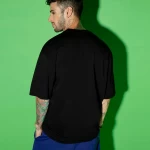 Men's Black Jawan Typography Oversized T-shirt