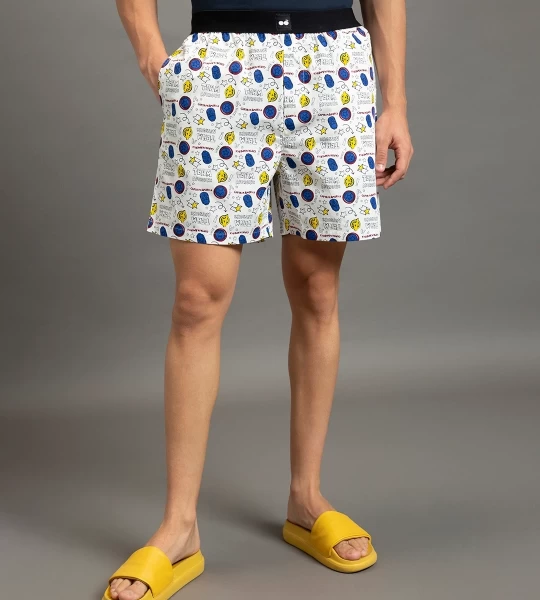 Men's White All Over Printed Boxers