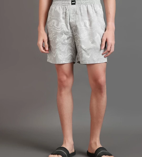 Men's Grey All Over Printed Boxer