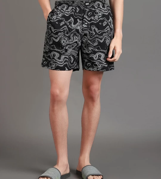 Men's Black All Over Printed Boxers