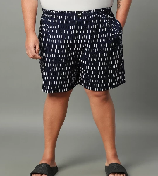 Men's Blue All Over Printed Plus Size Boxers