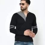 Men's Black Color Block Slim Fit T-shirt