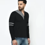 Men's Black Color Block Slim Fit T-shirt