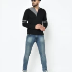 Men's Black Color Block Slim Fit T-shirt