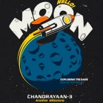 Men's Black Chandrayaan 3 Hello Moon Graphic Printed Oversized T-shirt