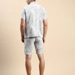 Men's Cream All Over Printed Slim Fit Co-ordinates