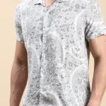Men's Cream All Over Printed Slim Fit Co-ordinates