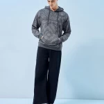 Men's Grey Bandana Graphic Printed Oversized Hoodie