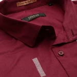 Men's Maroon Typography Slim Fit Shirt