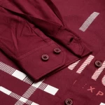 Men's Maroon Typography Slim Fit Shirt