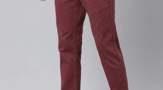 Men's Maroon Slim Fit Trousers