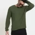 Men's Olive Flat Knits Sweater