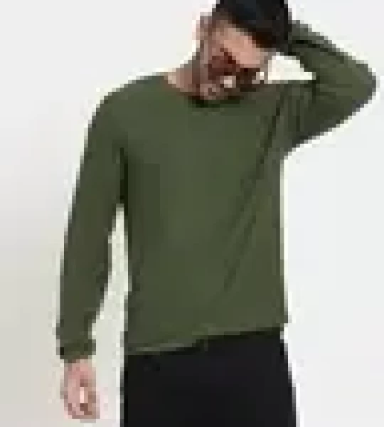 Men's Olive Flat Knits Sweater