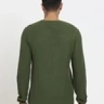 Men's Olive Flat Knits Sweater