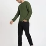 Men's Olive Flat Knits Sweater