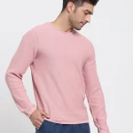 Men's Pink Flat Knit Sweater