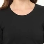 Women's Black Elbow Sleeve Scoop Neck T-shirt