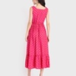 Women's Pink Printed Sleeveless Ethnic Dress