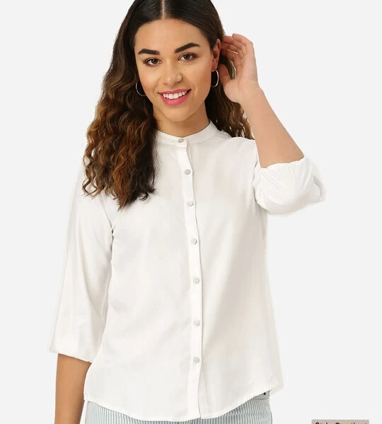 Women White Smart Solid Formal Shirt
