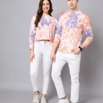 Pack of 2 Unisex Orange Tie & Dye Couple T-shirt