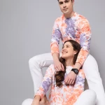 Pack of 2 Unisex Orange Tie & Dye Couple T-shirt