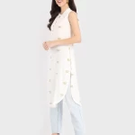 Women's White All Over Chill Out Printed Long Kurta