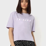 Women's Lavender Friends Logo Typography Oversized Short Top