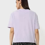 Women's Lavender Friends Logo Typography Oversized Short Top