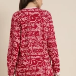 Women's Red Graphic Oversized T-Shirt
