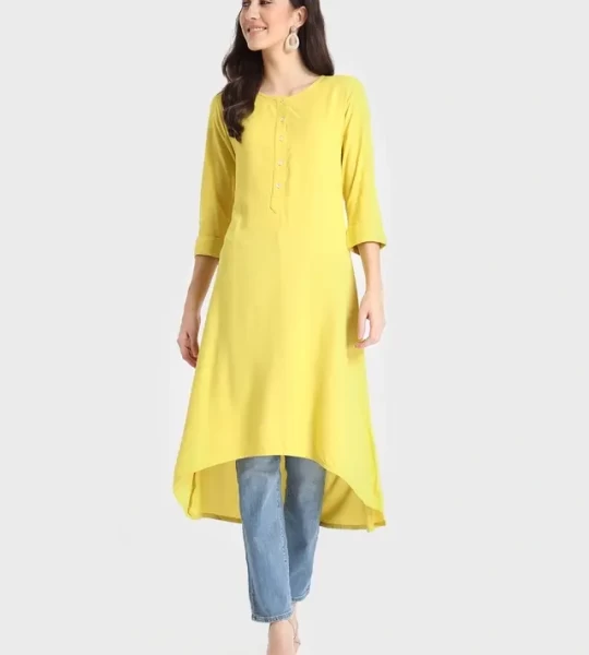Women's Yellow Mid Kurta
